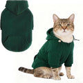 EXPAWLORER Textured Cable Knit Basic Dog Hoodie, Elevated Style Dog Sweater with Leash Hole and Pocket, Soft and Warm Pet Winter Coat, Cold Weather Clothes for Small Medium Large Dogs Cats, Green XS