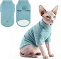 KOOLTAIL Cat Sweater for Sphynx - Soft Fleece Sweaters for Cats Only, Elastic Pet Clothes with Sleeves, Thick Winter Warm Cold Weather Apparel for Hairless Cat, Puppy Pajamas for Small Dogs, Blue L