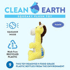 Spunky pup Clean Earth Plush Dog Toy with Squeaker - Recycled, Eco-Friendly, Floats for Beach, Lake, Pool - Giraffe