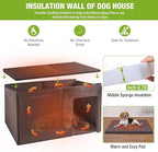 GUTINNEEN Dog House Outdoor Insulated with Strong Metal Frame and 6 Sided Insulation, Outside Dog Kennel for Small to Medium Dogs Puppy Cage for Winter Weatherproof