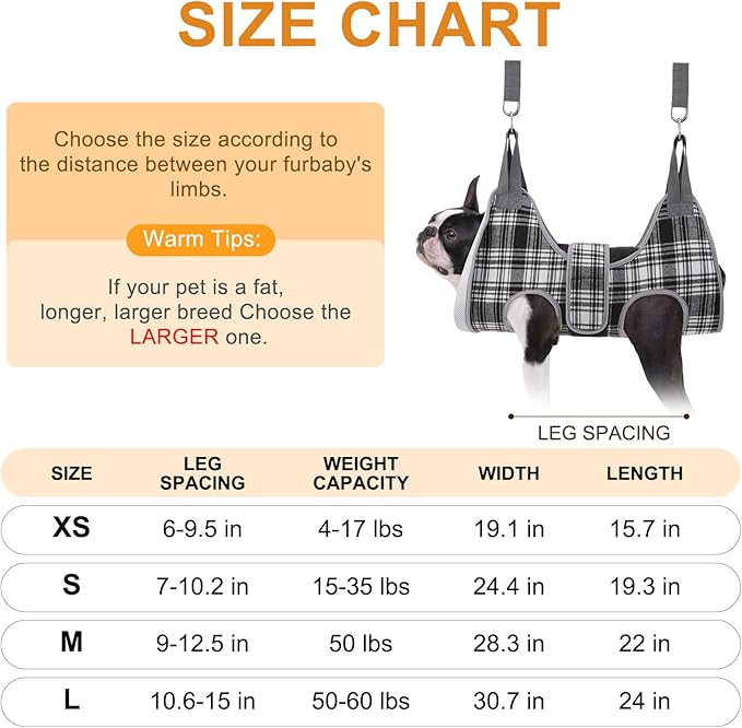BEAUTYZOO Dog Grooming Hammock, Medium Dog Sling for Nail Trimming, Dog Hanging Harness for Claw Care with Thick Fabric Neck Support Wide Strap Restraint Cat Grooming Hammock, Black L