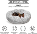 Whiskers & Friends Cat Bed, Cat Beds for Indoor Cats Washable, Orthopedic Soft Fluffy Round Calming Pet Bed for Small to Large Kitty Kittens & Dogs, Small Dog Beds & Furniture - with Blanket