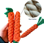 2ME 3 PCS Carrot Dog Rope Toys for Dogs, Durable Chew Toys for Aggressive Chewers, Entertainment and Interaction, Teeth Cleaning and Chewing, All-Cotton