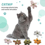 Cat Toys with Catnip Kitten Chew Bite Supplies Boredom Relief Fluffy Kitty Teeth Cleaning Chewing Cat Lovers Interactive Plush Gift (Tiger&Tiger)