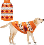 KOOLTAIL Cable Knit Dog Sweater Turtleneck, Cold Weather Pullover Classic Knitwear, Thick Warm Winter Pet Clothes, Fall Maple Leaves Thanksgiving Dog Sweater for Small Medium Large Dogs Cats,Orange XL