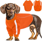 Queenmore Cozy Fleece Dog Sweater Medium, Soft Pullover Dog Sweatshirt, Warm Winter Fleece Jacket with Leash Hole/Reflective Stripes for Small Medium Large Dogs Orange