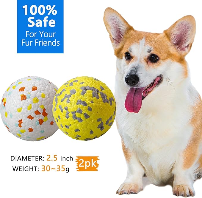 2Pcs Super Bouncy Dog Balls, Fun Indestructible Tennis Balls for Aggressive Chewers, Durable Floating Fetch Toys for Small Dogs with Lifetime Replacement