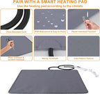 ELEGX Pet Heating Pad, 10 Adjustable Temperature Dog Cat Heating Pad, Waterproof Electric Heated Cat Bed with Smart Thermostat Switch & Chew Resistant Cord, Non-Slip Pet Heated Mat 17.7x17.7in