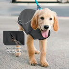 ROZKITCH Warm Dog Sweaters Turtleneck with Leash Hole, Windproof Warm Cold Weather Jacket Vest Cozy Jumpsuit Apparel Outfit Clothes for Walking Hiking Travel Sleep Black S