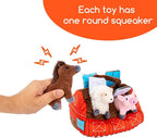 Hollypet Hide and Seek Squeaky Dog Toy, Designed Interactive Puzzle Plush Stuffed Puppy Toys, Farm