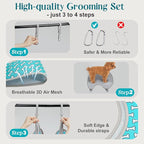 Supet Dog Grooming Hammock Harness for Dogs Cats, Relaxation Pet Nail Clipper Hammock, Restraint Dog & Small Animal Leashes Sling for Groomingk for Nail Trimming (Coral Blue, 2XS)