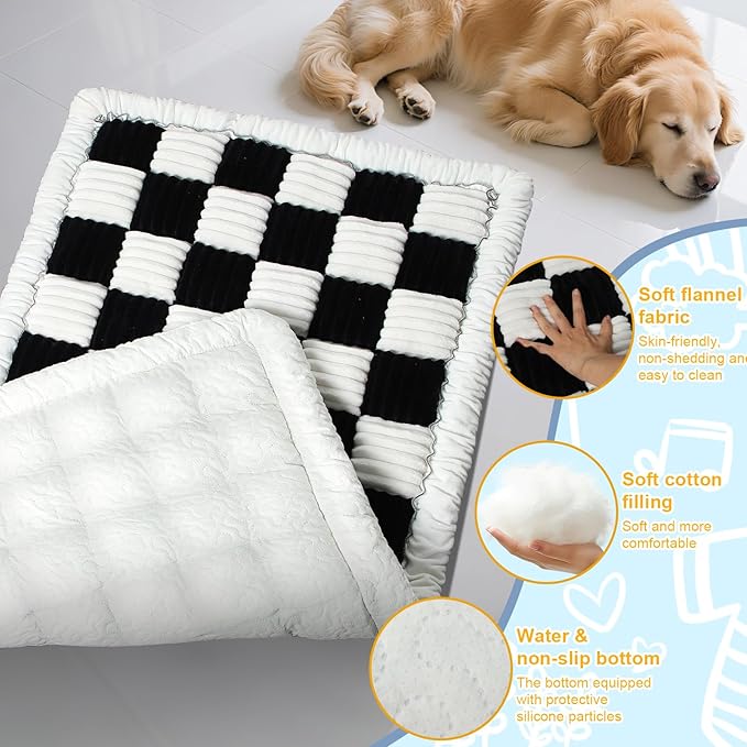 Backseat Dog Bed Mat for Car: 23.6" x 52" Non-Slip Dog Bed for Back Seat - Soft and Comfortable Dogs Blanket - Washable Travel Pet Mat Seat Protector Fit for Back Seat Cover, Grid
