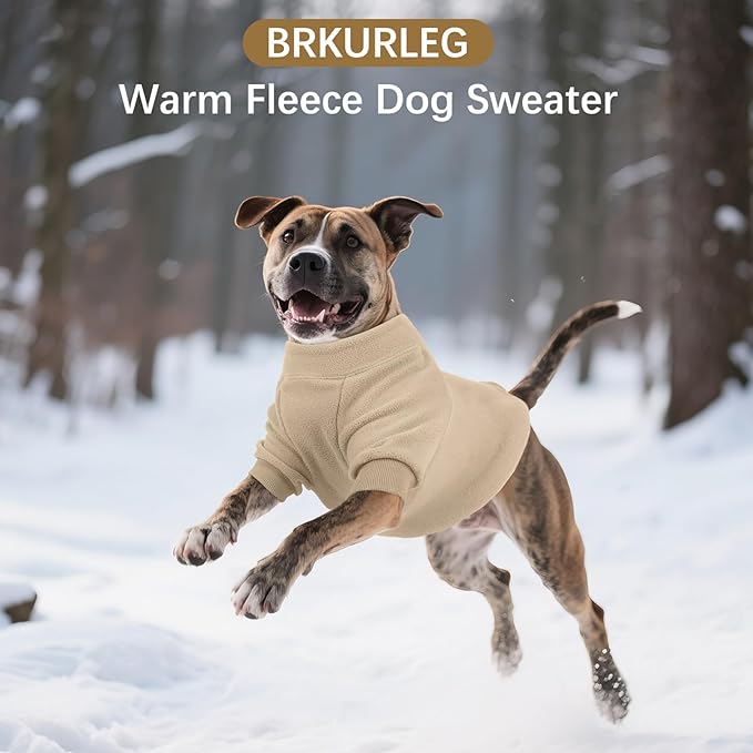 BRKURLEG Dog Sweater, Turtleneck Thick Dogs Sweatshirts Fleece Sweater, Dog Winter Coat for Small Medium Large Dogs, Pet Warm Sweaters with Zipper, Pullover Jacket with Sleeve (Light Coffee, XXXL)