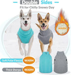 ROZKITCH Reversible Dog Sherpa Jacket Super Warm Fleece Sherpa Sweater with Embroidery, Adjustable Double-Sided Plush Sweatshirt for Small Breeds Bluegreen M
