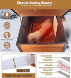 GUTINNEEN Extra Large Heated Dog House Outdoor with Chew-Proof Iron Frame, Waterproof Dog Kennel with Smart Heating Pad, 360° Rotating Feeding Bowl, for Large Dog Breeds