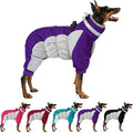 MIGOHI Full Body Dog Coat - Warm Reflective Large Dog Winter Coat with Harness,Turtleneck Fleece Jacket for Dogs,Four-Leg Windproof Puffer Jackets Snowsuit with Zipper for Small Medium Large Dogs,3XL