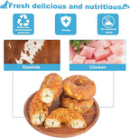 Dog Treats Long Lasting for Large Dog Clean Teeth Chicken Wrapped Rawhide Donuts 0.5lb/227g