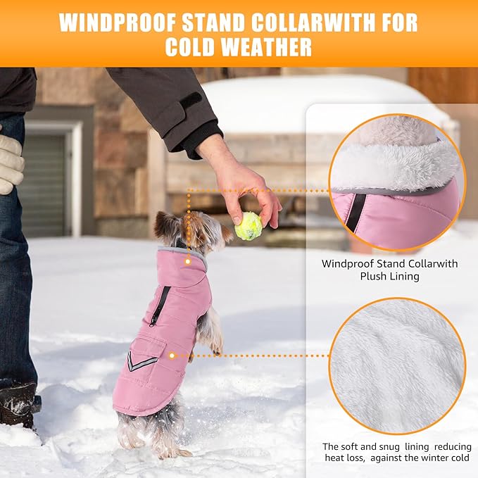 iBuddy Dog Winter Coats with Fleece Vest,Waterproof Warm Dog Snow Jacket Windproof, Reflective Adjustable Pet Dogs Cold Winter Coat for Dogs Girl Boy