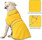 Dog Rain Coat for Large Dogs Waterproof Hooded Rain Jacket with Reflective Strips Leash Hole & Poncho Adjustable Fit (Yellow,XXL)