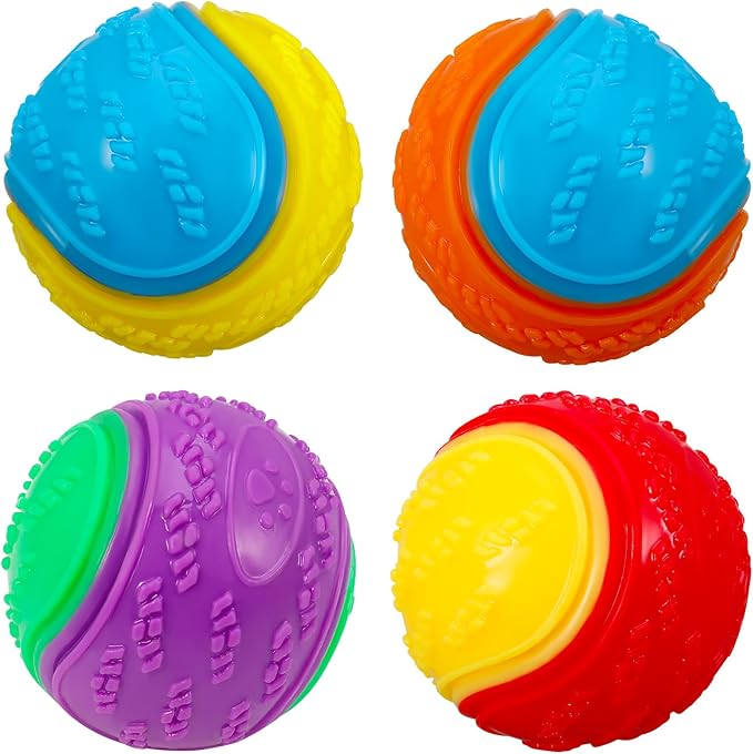Dog Balls, 4-Pack Squeaky Dog Ball, Large and Medium Sized Dogs, Interactive Dog Toys for Play Exercise and Training 2.5 Inch Easy Catching Dog Toys