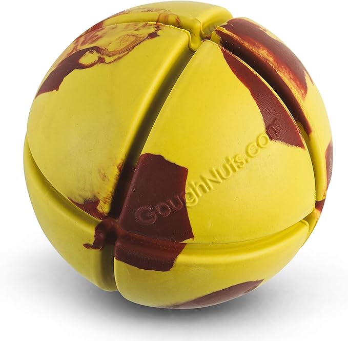 Goughnuts – Virtually Indestructible Ball - Guaranteed Dog Chew Toys for Aggressive Chewers Like Pit Bulls, German Shepherds, and Labs from 30-70 Pounds - Tough and Durable Natural Rubber - Yellow