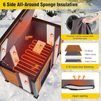 AIVITUVIN Outdoor Heated Dog House Anti Chewing Iron Frame Insulated Dog Kennel with Heating Pad Weatherproof Shelter （Brown,L）