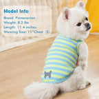 KYEESE 2Pack Dog Shirts Striped T Shirt Soft Tee for Small Dogs Cotton Tank Top Clothes Lightweight Sleeveless Dog Vest, X-Large,Blue+Striped