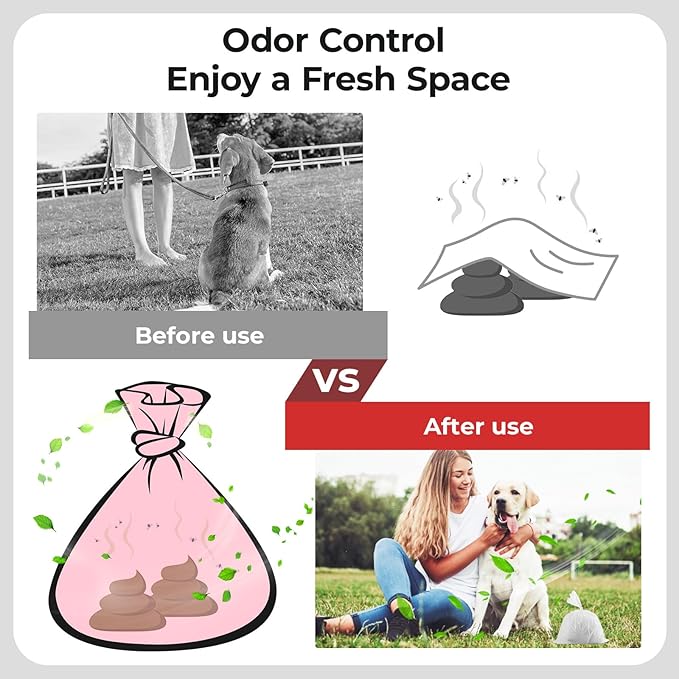 Odor-Sealing Dog Poop Bags, M/220-Count Leakproof & Durable Dog Waste Bags, Block Smells, Unscented (Color:White)