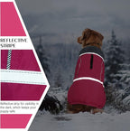 QBLEEV Warm Dog Coat Reflective Dog Jacket, Waterproof Dog Winter Coat Turtleneck Dog Clothes for Cold Weather, Thick Fleece Dog Snowsuit Christmas Dog Vest Pet Apparel for Small Medium Large Dogs L