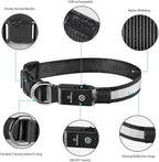 MASBRILL Light Up Dog Collars - LED Dog Collar Rechargeable Lighted Dog Collars for Night Resistant-Water Glow Dog Collar