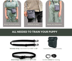 BEAU&FUR Small Dog Treat Pouch with Clicker for Training – 2 Cup Capacity, Built-In Poop Bag Dispenser, Storage for Snacks and Toys - Hands-Free Pouch Snack Holder for Walking and Training -Grey Black