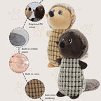 Crinkle Dog Toys Squeaky Plush No Stuffing Cute Puppy Stuffless Tough Rop Pull Toy, Fun Dog Stuffed Animals Durable Chew Set for Small Medium Large Pup (Large, Dark Brown+Brown Squirrel)