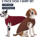 IECOii 2 Pack Summer Dog Shirt | Stretchy Fade-Resistant Fabric, Machine Washable Convenient,Home & Outdoor Clothes Fit for Medium Breeds, Coffee+DarkRed, XL
