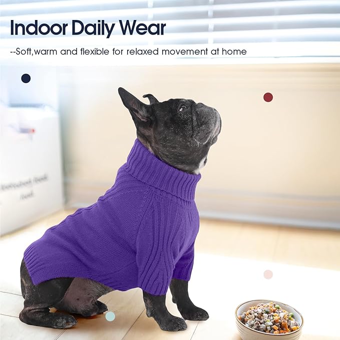 IECOii XXXL Dog Sweater,Warm Dog Sweaters for Extra Large Dogs Girl Boy,Stretchy & Cozy,Turtleneck Knitted Pullover for Pet Wear On Holiday,Easy On Doggy Sweatshirt for Labrador (Purple,XXXL)