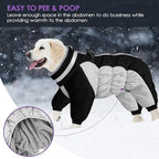 SUNFURA Full Body Dog Coat - Warm Fleece Jacket for Extra Large Dogs, Turtleneck Winter Coats with Harness, Reflective Dog Snowsuit Windproof Puffer Jackets with Legs for Great Dane, Black 3XL