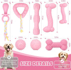 8 Pack Puppy Chew Toys for Teething Cute Pink Dog Teething Toys for Puppies Soft Durable Interactive Chew Toy for Small Dogs