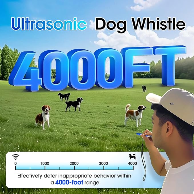 KIVORA 4 Pack Dog Whistle to Stop Barking Neighbors Dog,304 Stainless Steel Adjustable Ultrasonic Silent Dog Training Whistle for Recall & Bark Control,Professional Whistle Suitable for All Dogs