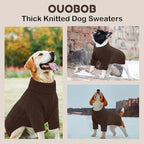 XL Dog Sweaters for Extra Large Dogs, Warm Winter Fall Dog Sweaters for Dog Girls Boys, Turtleneck Dog Knitwear, Doggie Christmas Sweater, Pet Sweatshirt Clothes Outfit Knit Labrador (Brown XL)