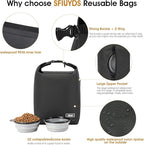 Pet Food Storage Bag，Dog Food Travel Bag with 2PCS Collapsible Dog Travel Bowls,Waterproof Kibble Storage Container for Road Trips, Camping (Black, Small)