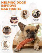 Squeaky Dog Toys for Medium Dogs, Interactive Dog Plush Toy for Aggressive Chewers, Tough Chew Gifts for Puppy Teething to Keep Them Busy and Relieve Boredom (Orange Bone)