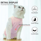 Kitten Onesies,Cat Recovery Suit for Abdominal Wounds or Skin Diseases,After Surgery Wear Anti Licking Wounds,Breathable E-Collar Alternative for Cat Pink S