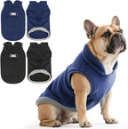 Idepet 2 Pack Dog Fleece Vest Sweater Warm Pullover Jacket with D-Ring Leash Reflective Winter Coat Hoodie for Puppy Cat French Bulldog Pug Chihuahuas Yorkies Dachshunds(Black&Blue,X-Small)