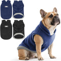 Idepet 2 Pack Dog Fleece Vest Sweater Warm Pullover Jacket with D-Ring Leash Reflective Winter Coat Hoodie for Puppy Cat French Bulldog Pug Chihuahuas Yorkies Dachshunds(Black&Blue,Large)
