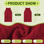 Small Dog Thermal Pullover Sweater, Classic Turtleneck Cable Knitwear Dog Clothes for Cold Weather Warm Pet Clothes for Chihuahua, Bulldog, Dachshund, Pug Red X-Large