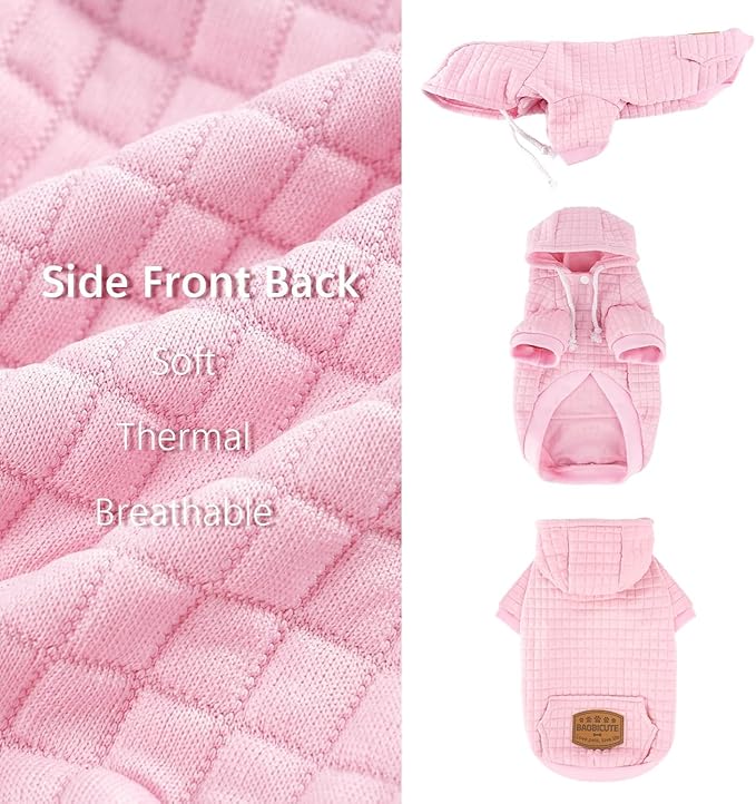 2 Pack Dog Hoodie Sweaters for Small Medium Dogs Warm Dog Clothes for Large Dogs Soft Waffle-Like Laminated Sweatshirt Bulldog (Pink, S/M (Back: 13",Chest: 18.5", Neck: 12"))