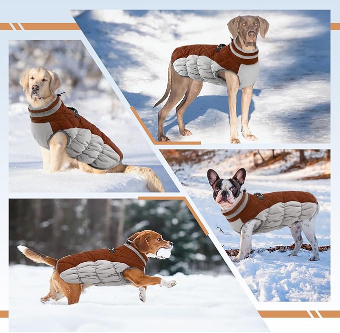 Dog Winter Jacket Cozy Reflective Waterproof Windproof Warm Pet Garment,Comfortable Cold Weather Fleece Apparel Outfits with Zipper Closure for Small Medium Large Dogs Puppy Walking,X-Small