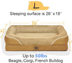 Washable Orthopedic Large Dog Bed - Big Dog Beds with Removable Waterproof Cover and Non-Slip Bottom XL Large Pet Bed with Bolster Extra Large Dogs Bed