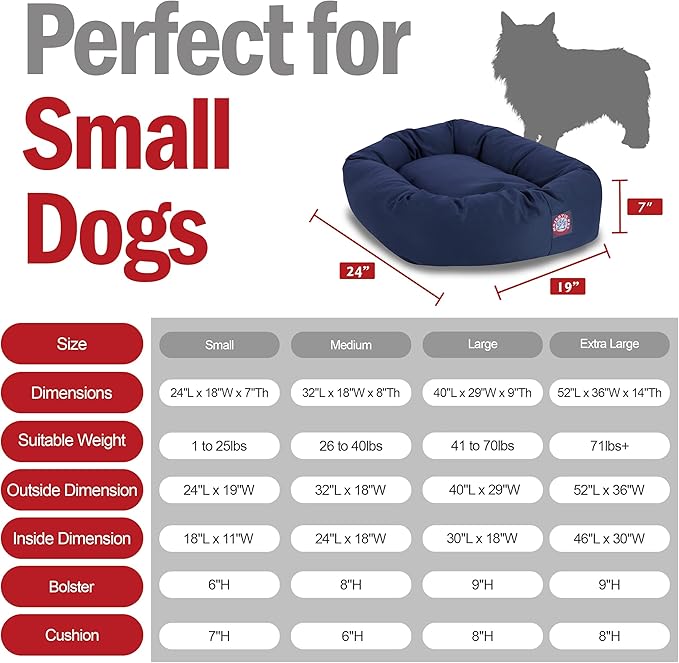 Majestic Pet 24 Inch Bagel Calming Dog Bed Washable – Cozy Soft Round Pet Bed with Spine Support for Dogs to Rest their Head - Fluffy Donut Puppy Bed 24x19x7 (Inch) - Small – Blue