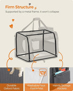 Feandrea 24 Inches Collapsible Soft Dog Crate, Portable Travel Dog Crate for Indoor and Outdoor Use, Dog Carrier Kennel with Safety Zippers, for Living Room, Car, Travelling, Camping, Gray UPDC60GY