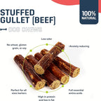 Big Lu - 6-Inch Stuffed Gullet Sticks, 20 Count, Premium Beef Dog Treats, All-Natural, High-Protein, Easily Digestible Chews for Dogs, Supports Dental Health and Joint Mobility